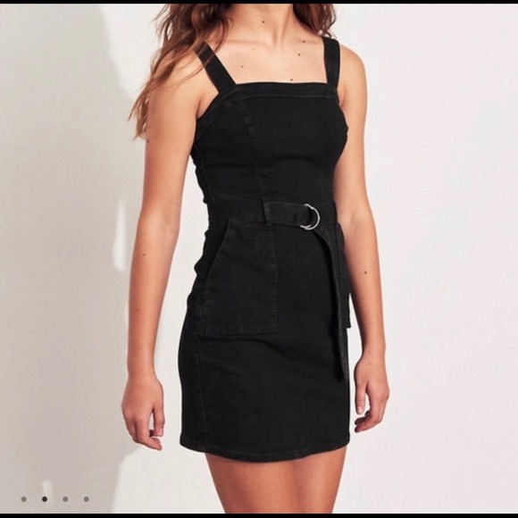 hollister black denim dress Hollister mini dress in black